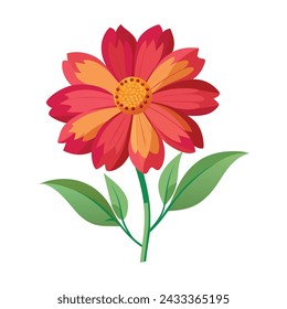 Coreopsis Flower Illustration on White Background