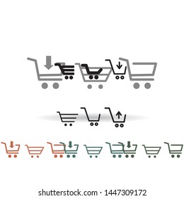 corf basket set vector icon Magnifying Vector icon shopping; shop; line;