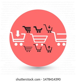 corf basket set vector icon Magnifying Vector icon shopping; shop; line;