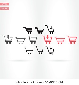 corf basket set vector icon Magnifying Vector icon shopping; shop; line;