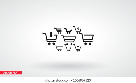 corf basket set vector icon Magnifying Vector icon shopping; shop; line;