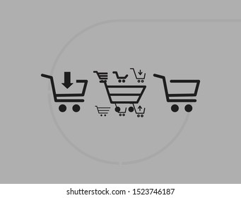 corf basket set vector icon Magnifying Vector icon shopping; shop; line;