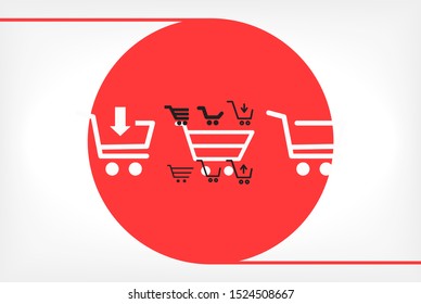 corf basket set vector icon Magnifying Vector icon shopping; shop; line;