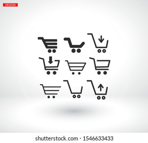 corf basket set vector icon Magnifying Vector icon shopping; shop; line;