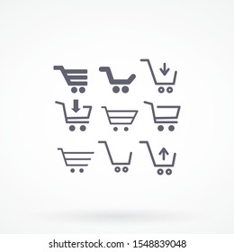 corf basket set vector icon Magnifying Vector icon shopping; shop; line;