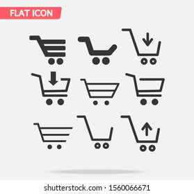 corf basket set vector icon Magnifying Vector icon shopping; shop; line;