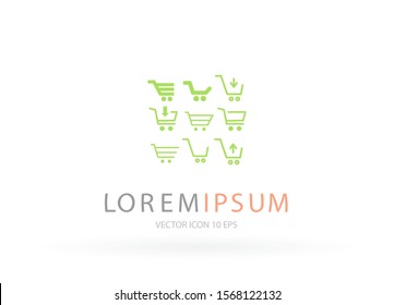 corf basket set vector icon Magnifying Vector icon shopping; shop; line;