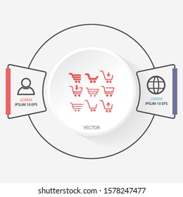 corf basket set vector icon Magnifying Vector icon shopping; shop; line;