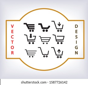 corf basket set vector icon Magnifying Vector icon shopping; shop; line;