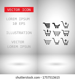 corf basket set vector icon Magnifying Vector icon shopping; shop; line;