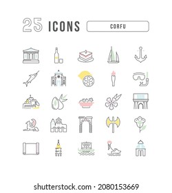 Corfu. Collection of perfectly thin icons for web design, app, and the most modern projects. The kit of signs for category Countries and Cities.