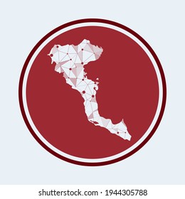Corfu icon. Trendy tech logo of the island. Geometric mesh round design. Technology, internet, network, telecommunication concept. Vector illustration.