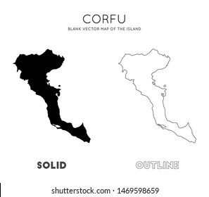 Corfu map. Blank vector map of the Island. Borders of Corfu for your infographic. Vector illustration.