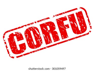 Corfu red stamp text on white