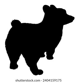 Corgi Booty dog is a view from the back Dog silhouette Breeds Bundle Dogs on the move. Dogs in different poses. High quality 
The dog jumps,  runs. sitting. The dog is lying down playing