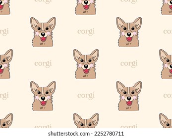 Corgi cartoon character seamless pattern on brown background