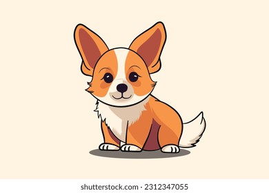 Corgi cartoon cute dog vector on cream background