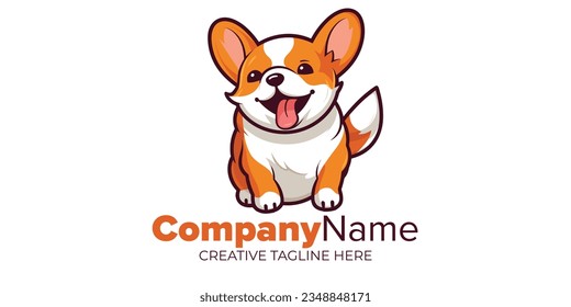 Corgi Cartoon Illustration: Ideal Vector Graphic for Petshop, Veterinary Clinic, Logo, Icon, Design, Poster, Flyer, and Advertisement