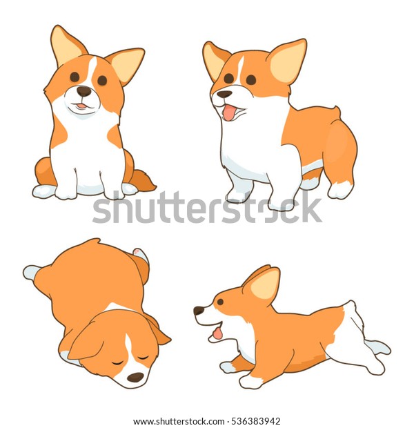 Corgi Cartoons Set 2 Stock Vector (Royalty Free) 536383942