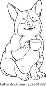 Corgi Coffee Cup Animal Vector Graphic Art Illustration