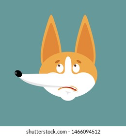 Corgi Confused Emoji Oops. Dog Perplexed Emotions Avatar. Pet Surprise. Vector Illustration