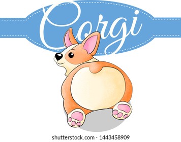 Corgi with different poses in cartoon style with grain texture collection. Set of funny doodle dogs with dots shadow.