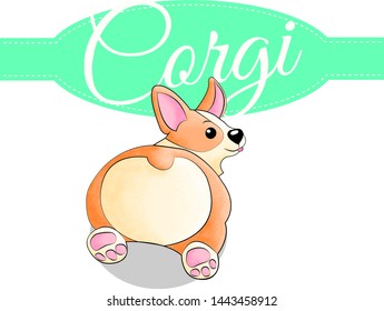 Corgi with different poses in cartoon style with grain texture collection. Set of funny doodle dogs with dots shadow.