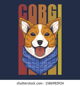 Corgi dog bandana vector illustration for your company or brand