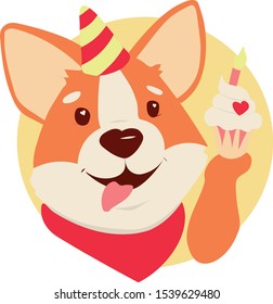 Corgi dog with birthday cake