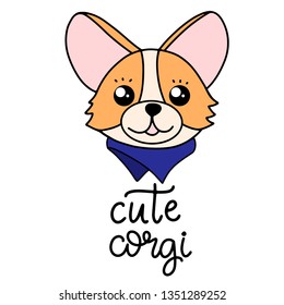 Corgi dog breed lettering vector illustration. Cute puppy in flat cartoon style with modern calligraphy quote. Friendly pet fabric print, poster, banner, card design. EPS10
