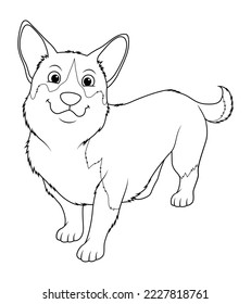 Corgi Dog Cartoon Animal Illustration BW