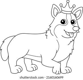 Corgi Dog Coloring Page Isolated for Kids