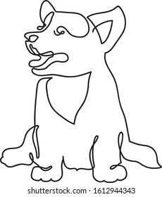 Corgi dog continuous line drawing. Line art