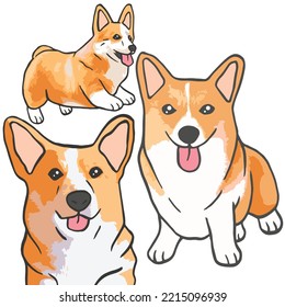 Corgi Dog Cool Pets Colored Drawings