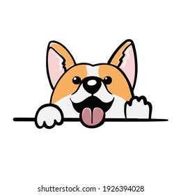 Corgi Hund Cute welsh Corgi Vektorgrafik Illustration einzeln auf weißem Hintergrund. Funny corgi aber moderne flache Design Element für Abzeichen, Etiketten, Karten.