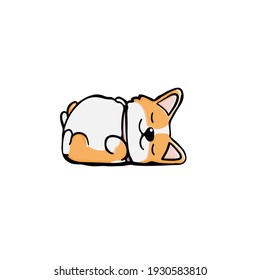 Corgi dog Cute welsh corgi vector cartoon illustration isolated on white background. Funny corgi butt modern flat design element for badges, labels, cards