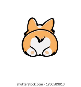 Corgi dog Cute welsh corgi vector cartoon illustration isolated on white background. Funny corgi butt modern flat design element for badges, labels, cards