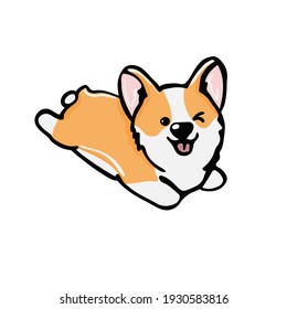 Corgi dog Cute welsh corgi vector cartoon illustration isolated on white background. Funny corgi butt modern flat design element for badges, labels, cards