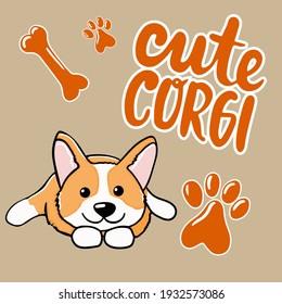 Corgi dog Cute welsh corgi vector cartoon illustration isolated on white background. Funny corgi butt modern flat design element for badges, labels, cards