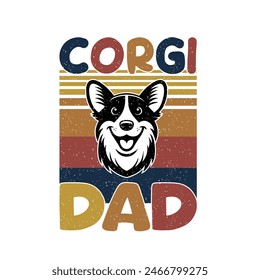 Corgi Dog Dad T-shirt Design Vector