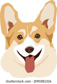 Corgi Dog Head Vector Illustration