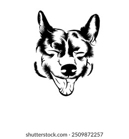 corgi dog head vector illustration