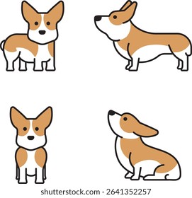 Corgi dog illustration various poses