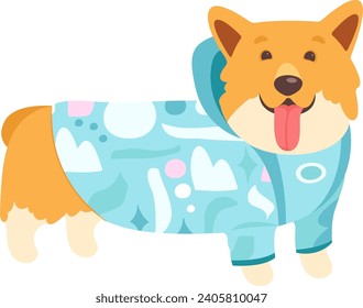 Corgi Dog In Jacket Vector Illustration