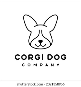 Corgi dog logo with minimalistic line design style