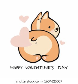 Corgi dog make heart fart cartoon vector illustration doodle style