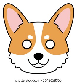 corgi cão máscara festa festival cor plana vetor ilustração modelo design