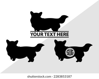 Corgi Dog Monogram Vector Illustration Silhouette