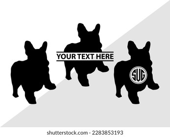 Corgi Dog Monogram Vector Illustration Silhouette