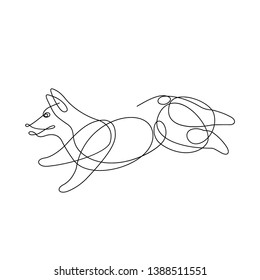 Corgi dog. One line drawind.continuous line